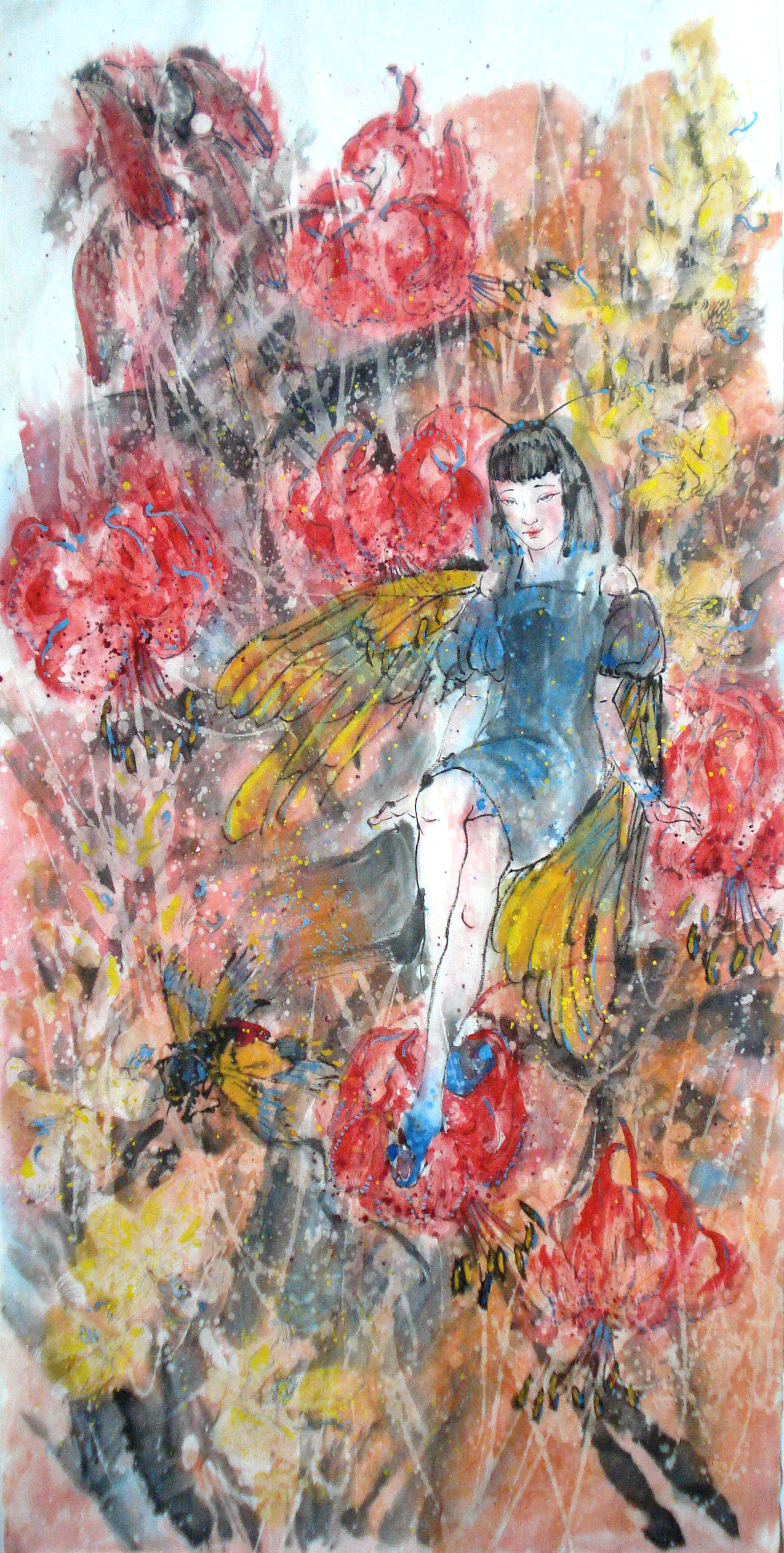 张庆国画作品《红红山百合》.JPG