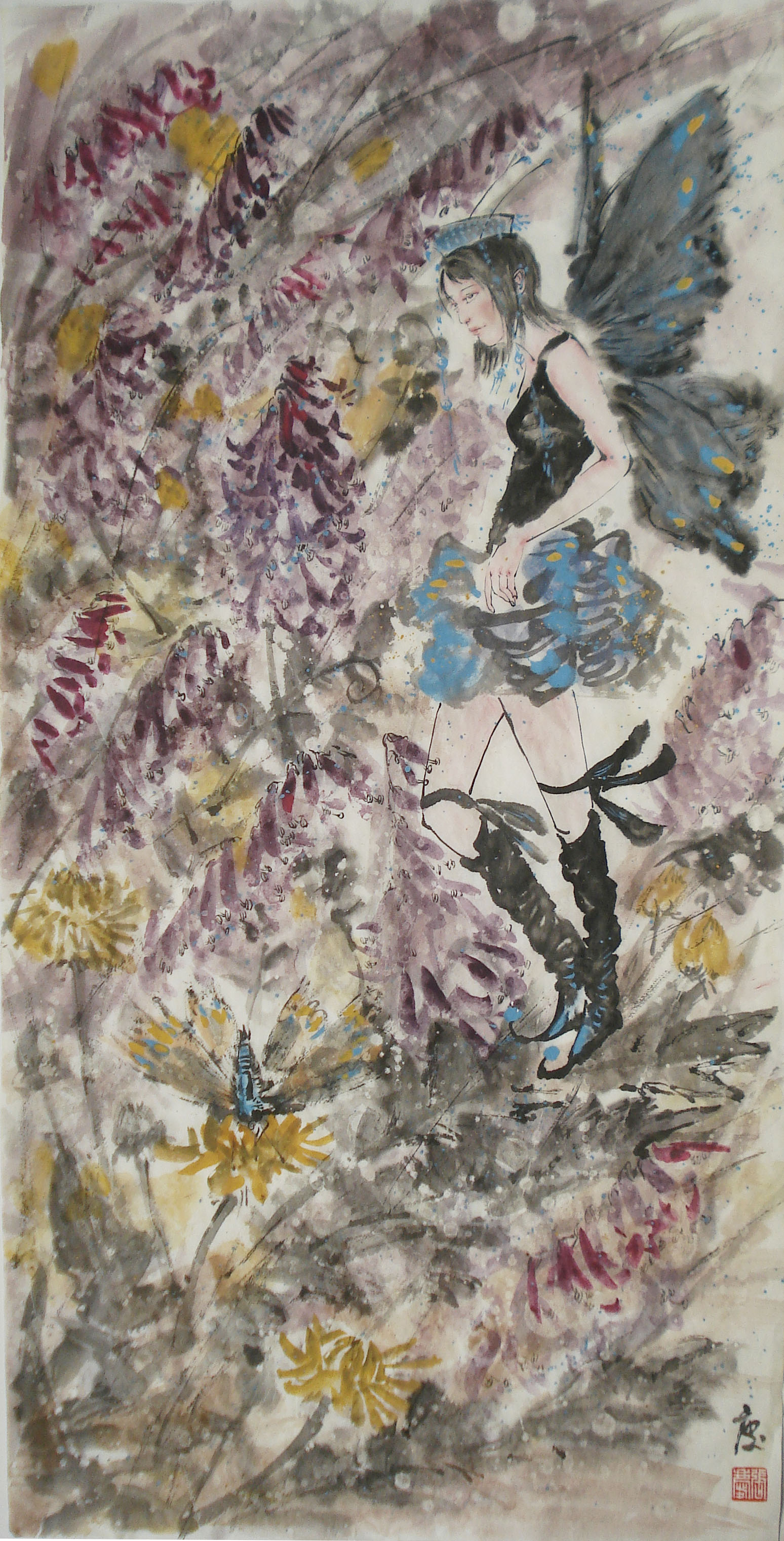 张庆、《紫陌香尘少.》、国画、69cmX34cm、2017年.JPG